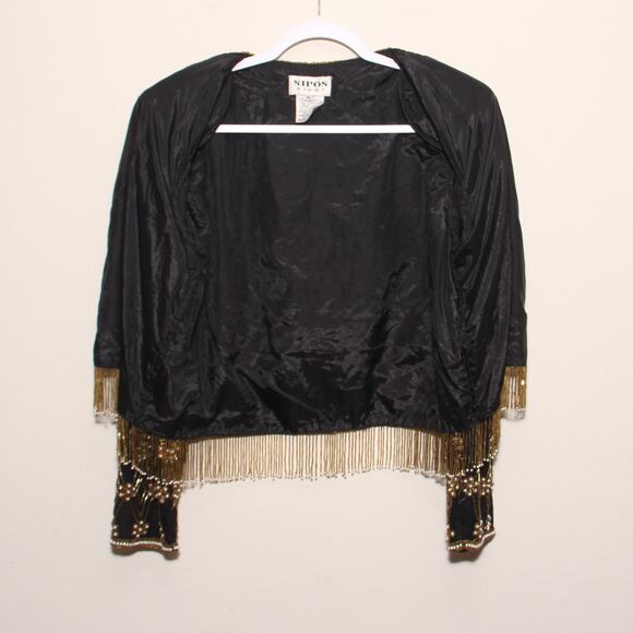 Vintage Nipon Night Beaded Evening Jacket Size Medium 80s - Picture 7 of 8